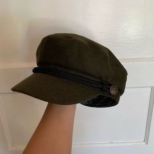 Anthropologie Train Conductor Hat • Olive Green